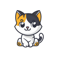 Fototapeta premium A delightful cartoon calico cat illustration, perfect for childrens books, websites, and merchandise. Kids will adore this lovable feline character. Enjoy the charming art