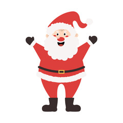 Cute smiling Santa Claus. Flat vector illustration of santa on transparent background for designs, stickers, icons, posters, postcards, backgrounds. Cartoon style. 