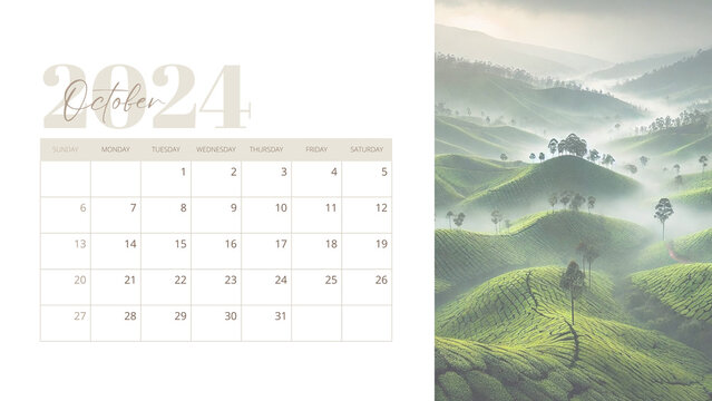 October 2024. Resolution, strategy, solution, goal, business and holidays. Date - month October 2024. Page of annual monthly calendar - October 2024