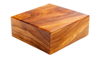Wooden cube with a natural grain pattern isolated on a transparent background