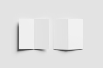 DL blank bi-fold brochure for mockup. 3D render illustration