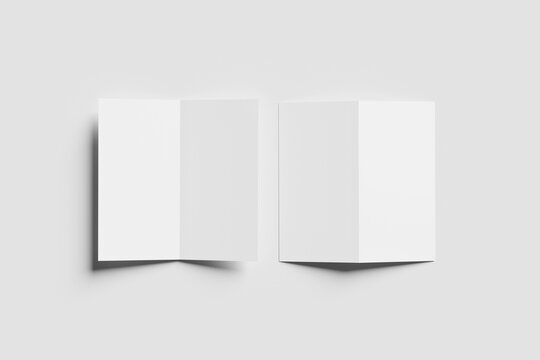 DL blank bi-fold brochure for mockup. 3D render illustration