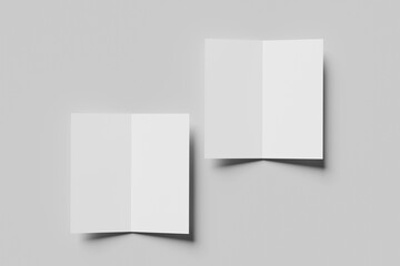 DL blank bi-fold brochure for mockup. 3D render illustration