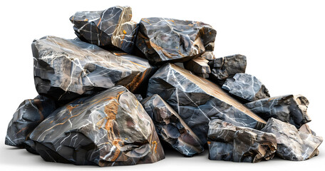 Assorted Collection of Raw Natural Flint Stones in Various Sizes and Colors on a White Background