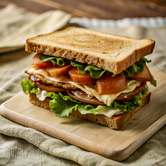 Obraz premium Classic BLT: sandwich with ham and vegetables