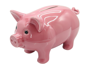 Pink piggy bank isolated on transparent background, png