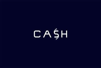 Cash Logo, letter S with money icon combination in text Cash typography logo, vector illustration