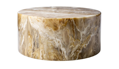 Round marble slab with earthy tones isolated on a transparent background