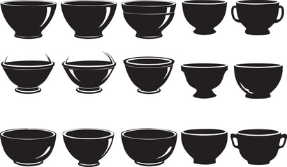 Fototapeta premium Minimalist Tea Cup Black Silhouette Vector Collection