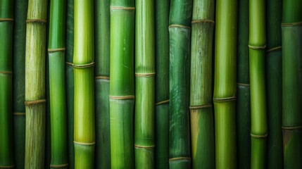 Obraz premium Bamboo stalks arranged vertically, creating a natural and earthy background