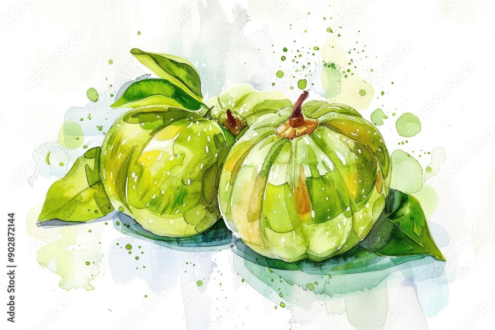 Poster fresh herbal garcinia cambogia illustration on white background