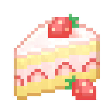 "Pixel Pastry: A Sweet Delight Icon" This pixel art icon features a charming piece of sweet pastry, rendered in vibrant, retro style to evoke a sense of nostalgia and deliciousness.