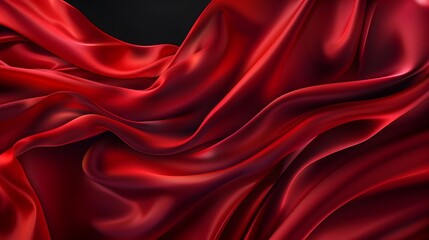 Obraz premium Ravishing Red Satin Waves - Luxurious and Elegant Fabric Backdrop