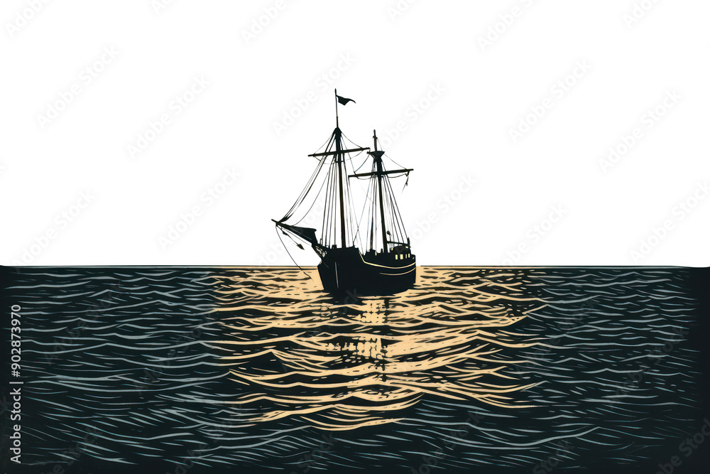 Wall mural PNG Sea watercraft sailboat outdoors.