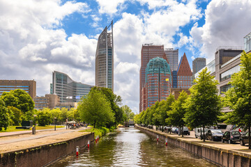Scenery of the central business district of the Hague in Netherlands