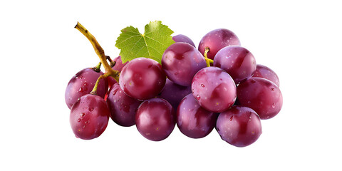 Vibrant Purple Grapes with Dewdrops and Leaf