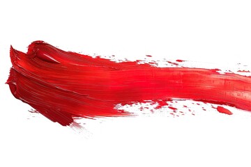 A long horizontal brush stroke in red isolated on a white background