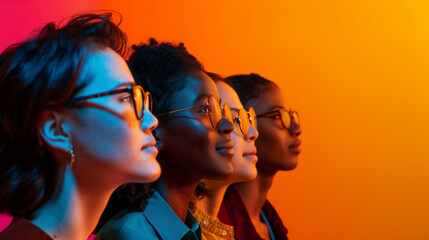 A diverse group of women people in profile concept