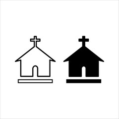 Church with crossed lines icon. linear style sign for mobile concept and web design. Church building outline vector icon. Religious symbol, logo illustration. Vector graphics