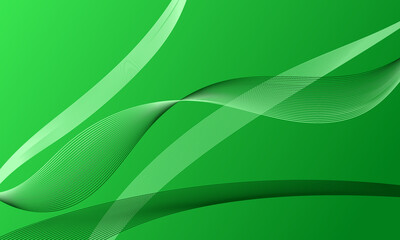 green light smooth lines wave curves with gradient abstract background