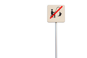 Minimalistic No Fishing Sign Against Plain Backdrop