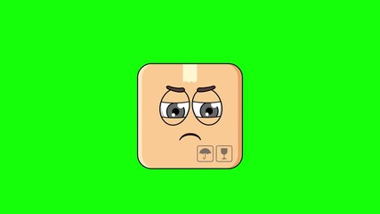 Angry emoticon of cardboard box character, loop animation emoji