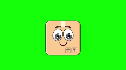 cardboard box cartoon with a money face, emoji emoticon animation