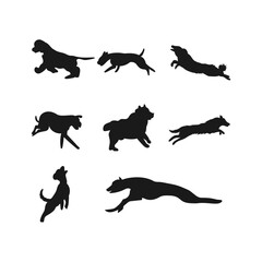 vector illustration of running dog silhouette