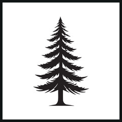 Obraz premium Pine Tree Silhouette. vector, icon charismas tree silhouette