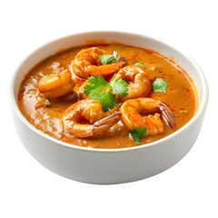 Fototapeta premium Delicious and spicy bangladeshi prawn curry served in a bowl on a transparent background
