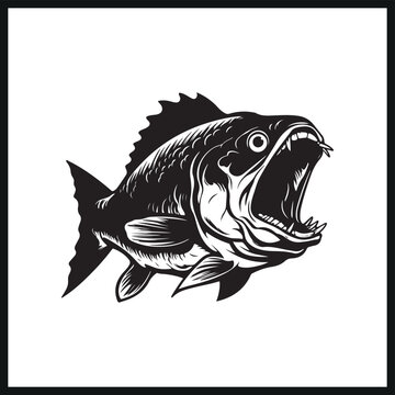 recommend clip art: Piranha vector silhouette illustration. Fish silhouette