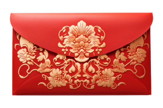 PNG Red envelope gold chinese new year white background.