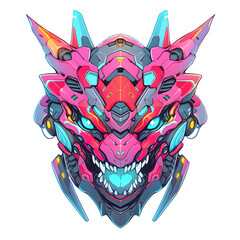 Dragon head mechanical cyborg mecha robot illustration