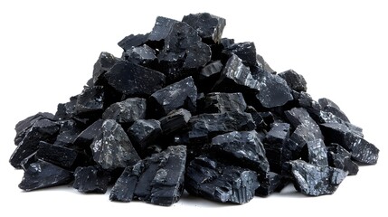 Obraz premium Black coal element on white background