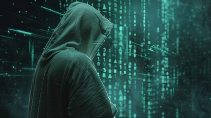 The hooded figure in matrix