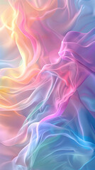 Fototapeta premium Wavy tulle fabric background in pastel colors.