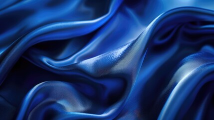 Obraz premium Luxurious blue silk fabric draped elegantly, highlighting its smooth texture and rich color under soft lighting