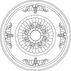 Sketch illustration silhouette vector image design ornament decoration frame icon logo symbol rosette classic vintage ethnic traditional european model