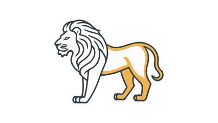 half black and white and half yellow lion vector illustration on white background
