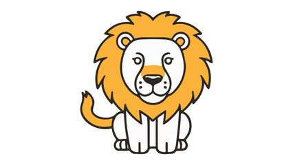 cute sitting lion illustration on white background