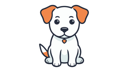 Naklejka premium cute dog illustration with orange ears and tile