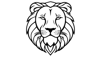 Obraz premium black and white cartoon lion head illustration on white background