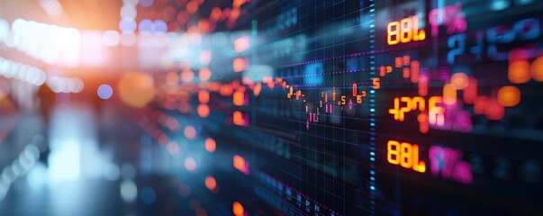 Naklejka premium Currency exchange rates on a digital board, representing global trade