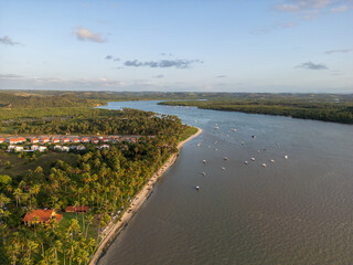 Aerial photo of Carneiros beach in the city of Tamandaré, state of Pernambuco, Brazil.