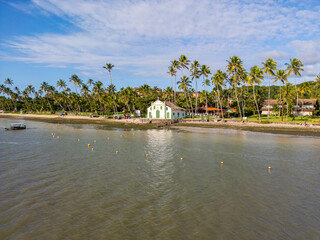 Aerial photo of São Benedito Church at Praia dos Carneiros in the city of Tamandaré, state of...