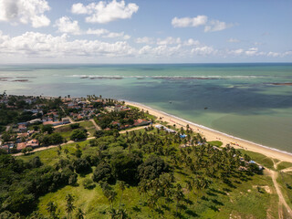 Aerial photo of Malinha Beach in the city of Tamandaré, state of Pernambuco, Brazil.