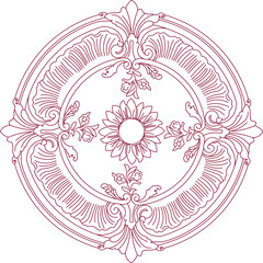 Sketch illustration silhouette vector image detail design ornament decoration frame rosette classic vintage ethnic traditional european model 