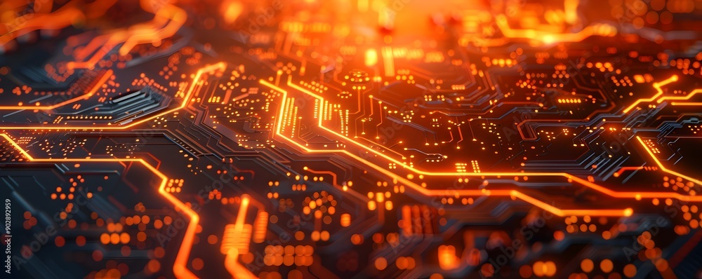 Poster glowing neon circuit board backdrop for dynamic tech concept display