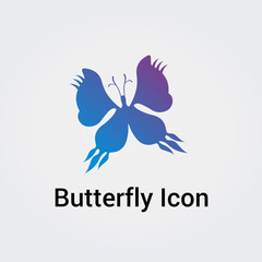 Obraz premium Logo Papillon Bleu sur Fond Feuillage Vert - Icone Marque pour Société