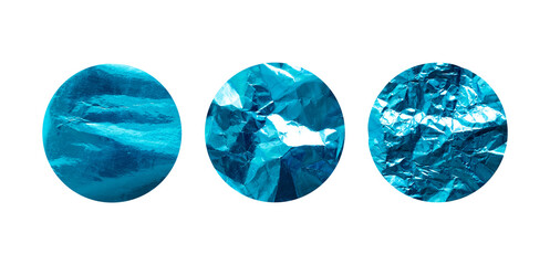 collection of textured gold blue round paper element with isolated background